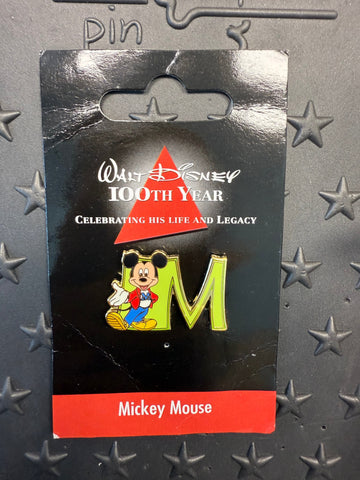TDL-WD100th Year Mickey Mouse Letter'M'Design Pin